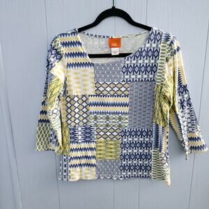 Hearts of Palm Patchwork All Over Print Top size Small Bohemian office Casual